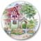 Designart - Red Rustic House In The Country Side - Traditional Metal Circle Wall Art